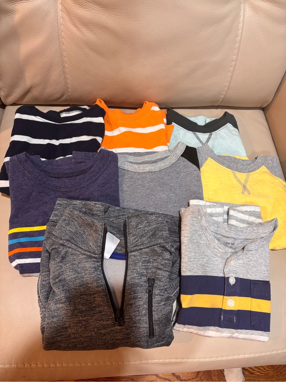 Kids Long Sleeve Tops Bundle - Gray, Yellow, Orange, Navy & More